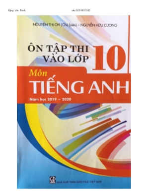 Đề ôn thi vào Lớp 10 môn Tiếng Anh - Đề số 1 - Đặng Văn Thinh